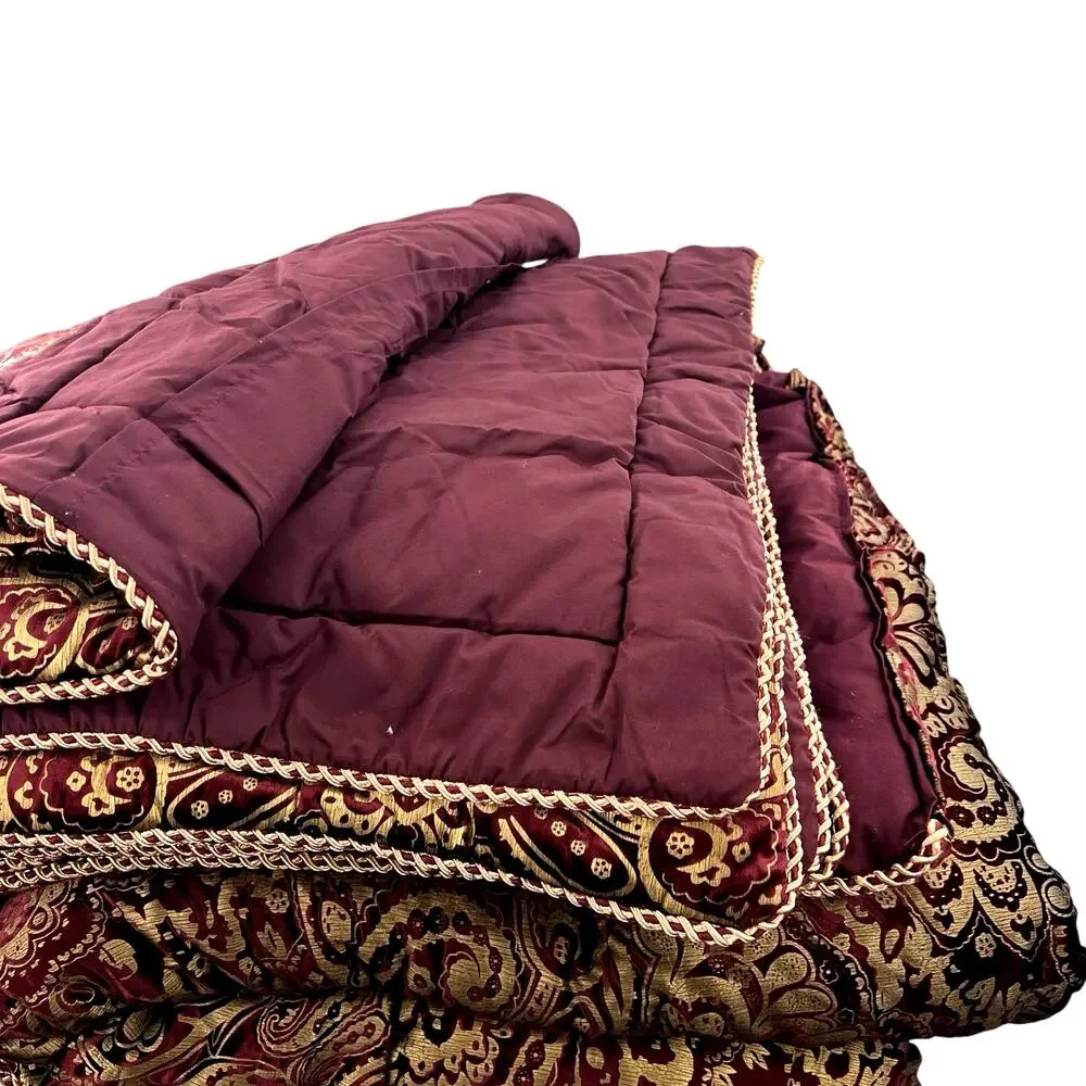 Croscill baroque metallic gold comforter velour bed skirt and pillow covers set